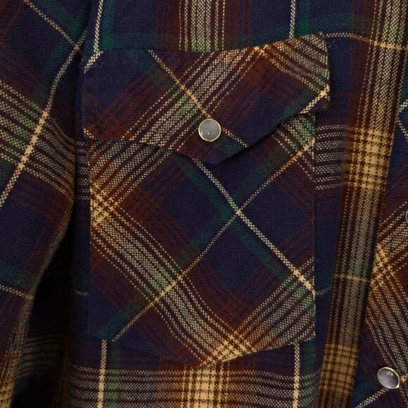 ROEBUCKS Men's XL Multicolor Plaid Flannel Pearl Snap Pocket Long Sleeve Western - Picture 6 of 15